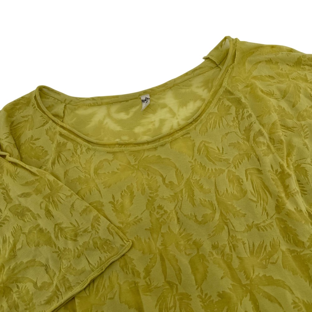 Free People Yellow Tropical Burnout‎ Kimono Top Size Medium